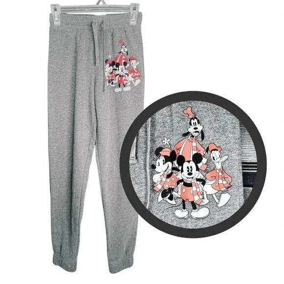 Micky Mouse Jogger Disney Kids Sweatpants Charcoal Cuffed Ankle Size XS - Picture 1 of 8